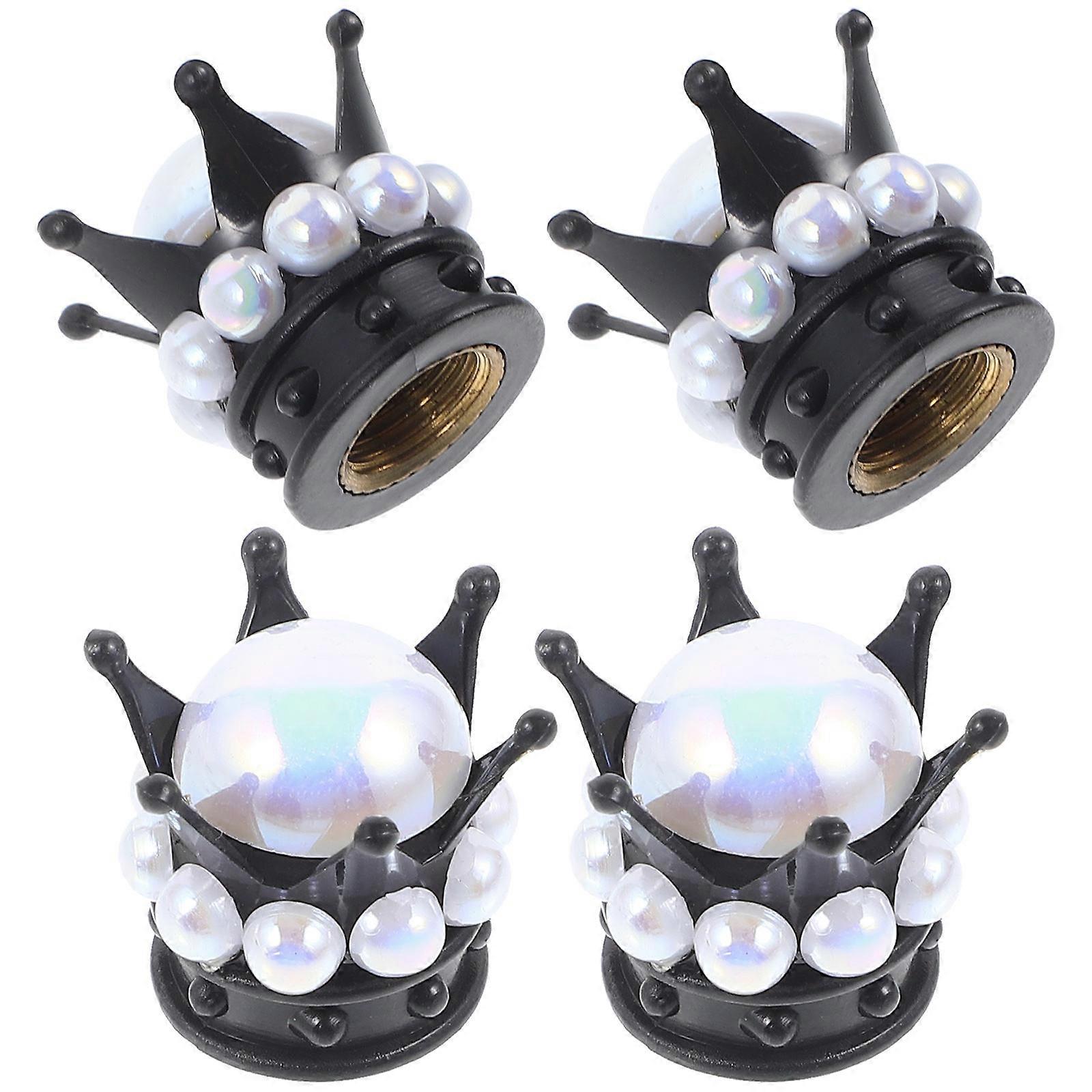 Auto Tire Valve Caps Black ABS Copper Durable 4Pcs Valve Stem Covers