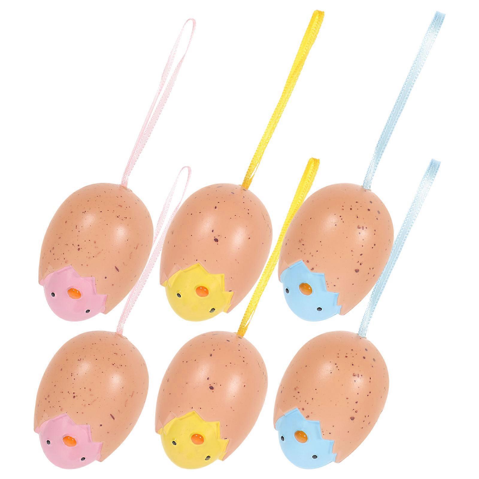 Easter Egg Hanging Ornaments Plastic Decor for 6Pcs Hanging Easter Eggs