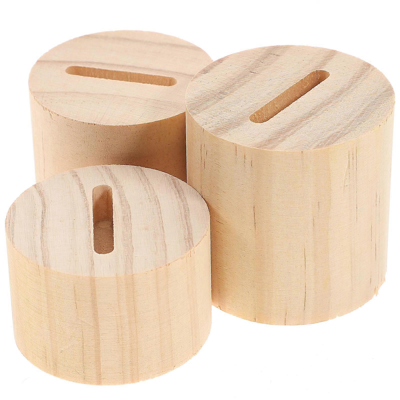 3Pcs Wooden Ring Display Stand for Display Light Yellow Ring Organizer