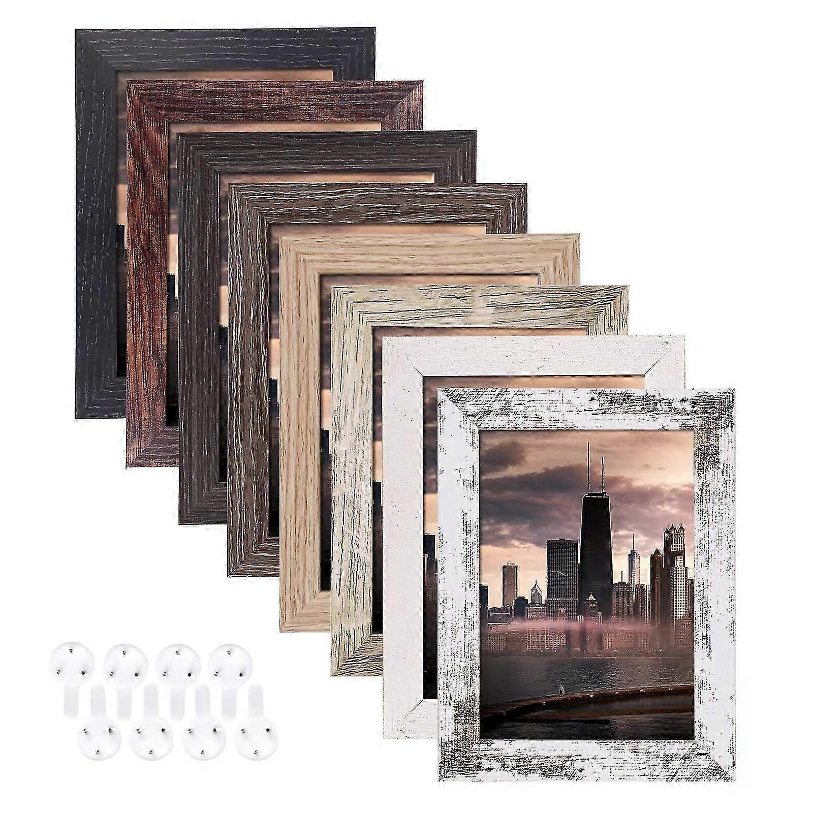 2026 8 Set Rustic Picture Frames for Wall Hanging and Tabletop Display 5x7