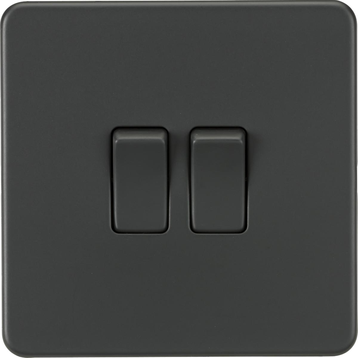 Screwless 10AX 2G 2-Way Switch - Anthracite 230V IP20