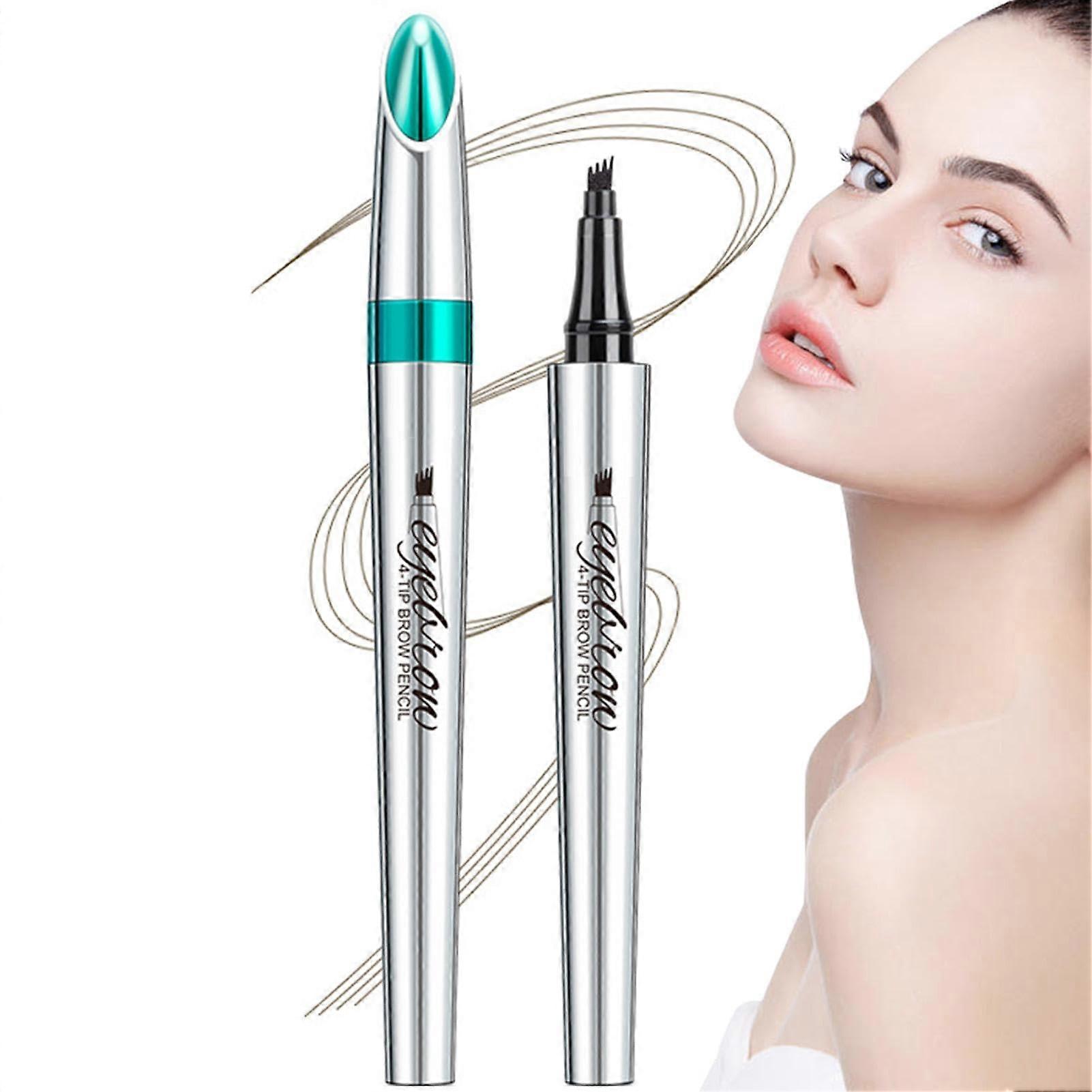 Microblading Eyebrow Pen Dark Brown Waterproof 4Tip Pencil Long Lasting Natural 3D Brows