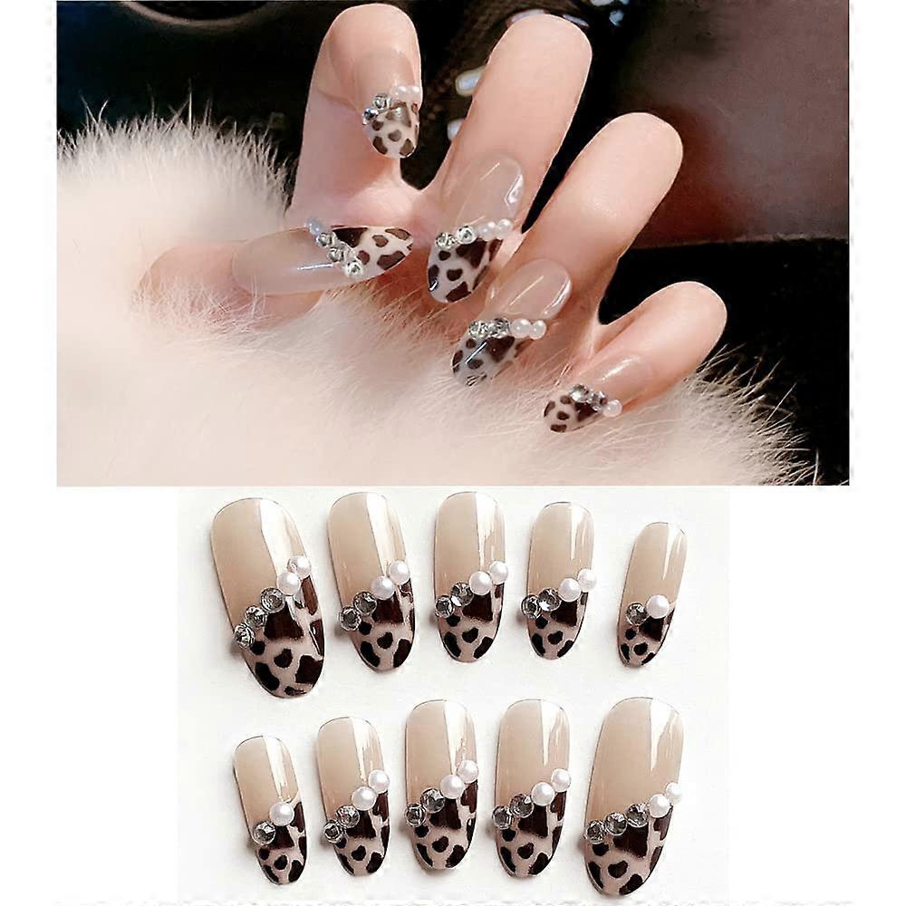 Dark Snake Pattern Press On Nails Kit with Glue, 12 Sizes Reusable Acrylic Fake Nails