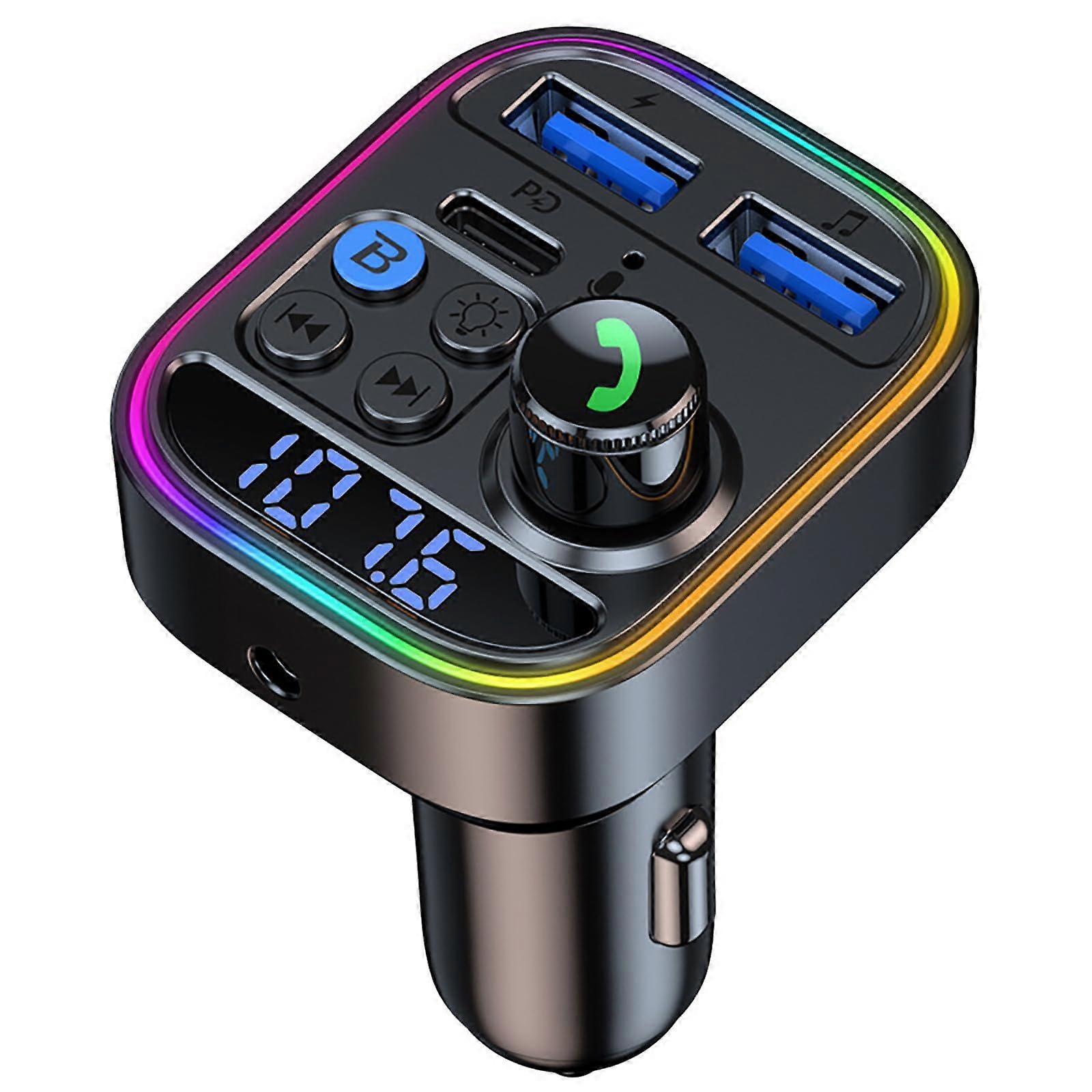 Bluetooth FM Transmitter 5.3 Car Adapter with Dual USB Fast Charging and Handsfree Calling