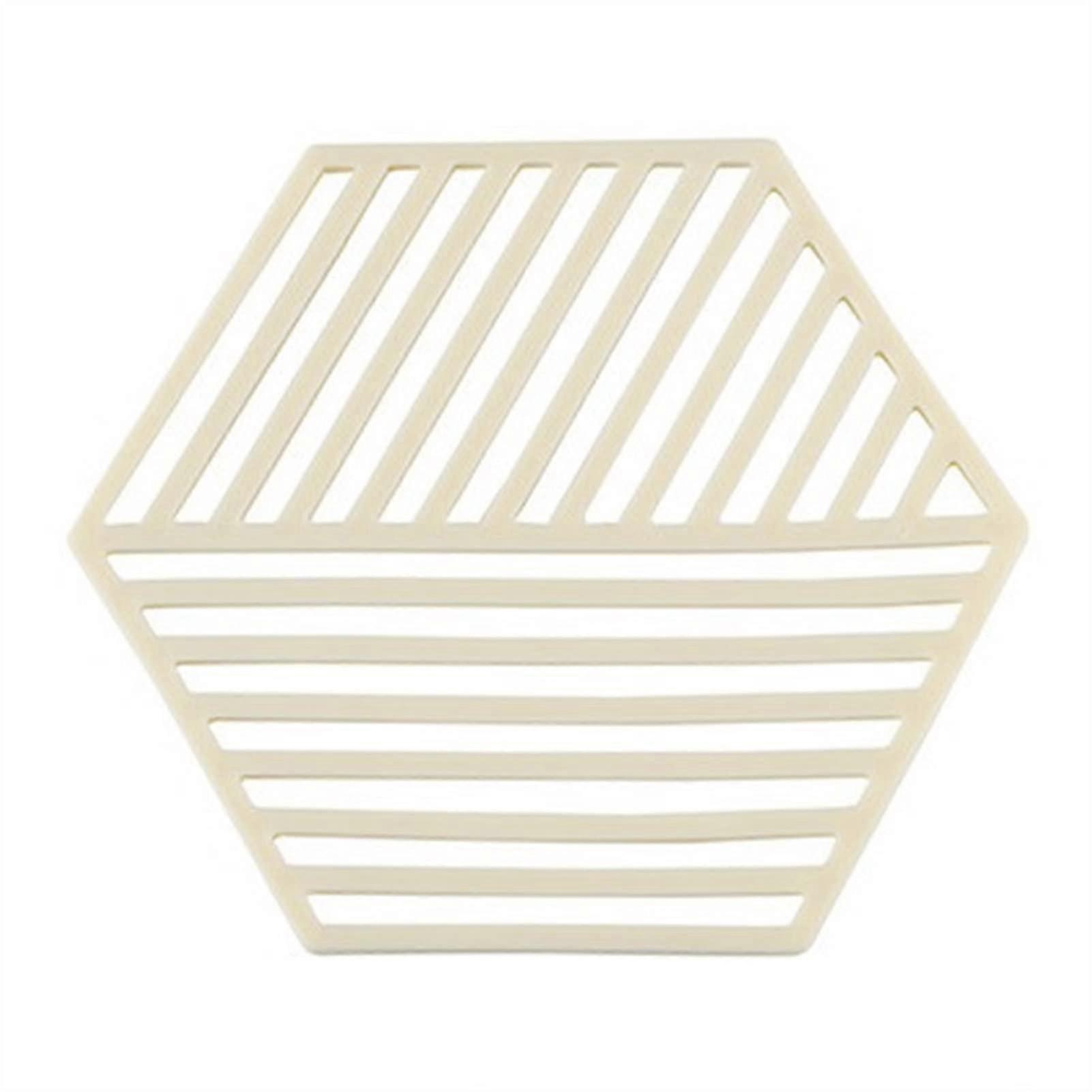 Hexagon Placemats for Dining Table Heat Resistant Washable Kitchen Mats Scratch Protection Beige