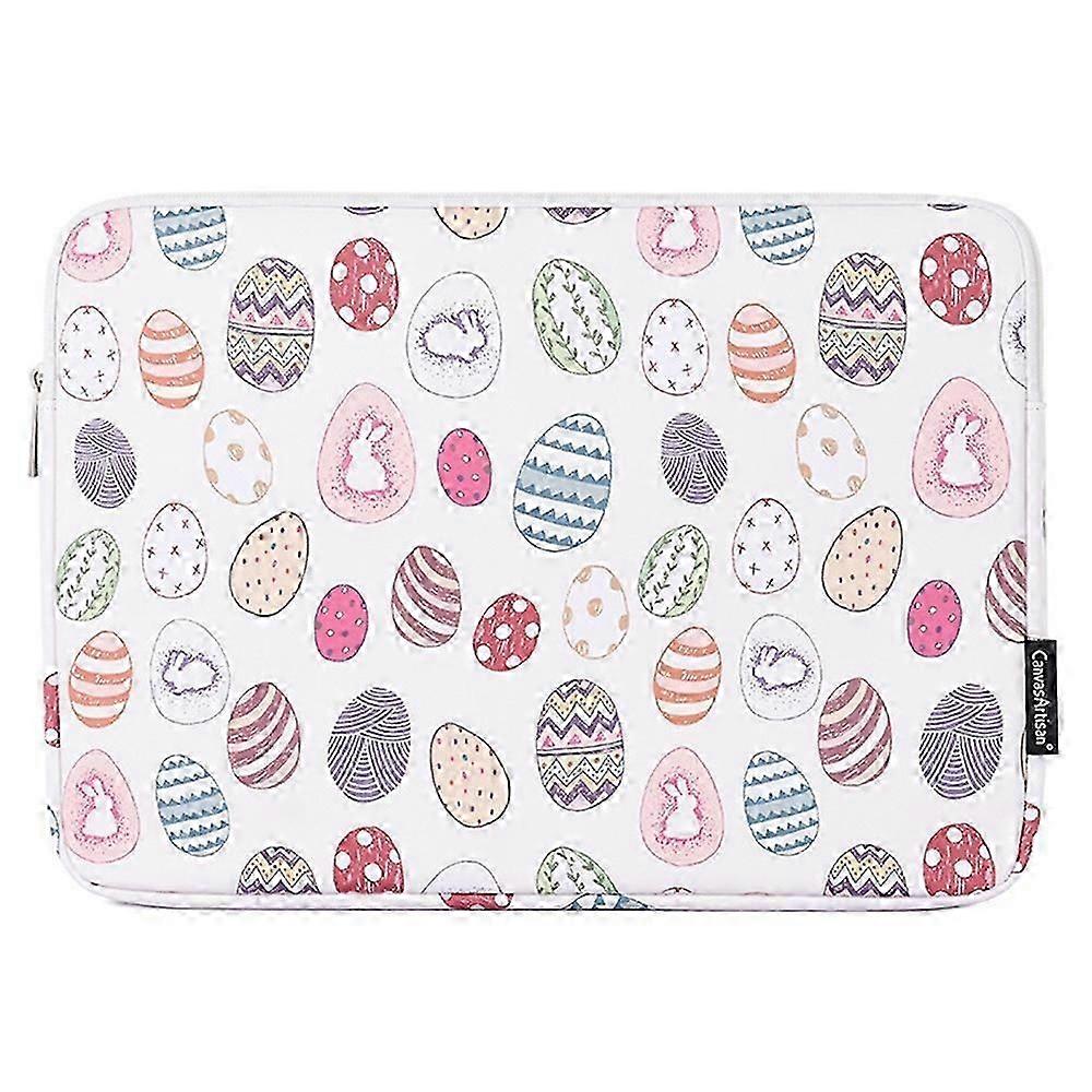 CANVASARTISAN G52-01 14-inch Shockproof Notebook Carrying Bag Easter Bunny and Eggs Pattern PU Lapto