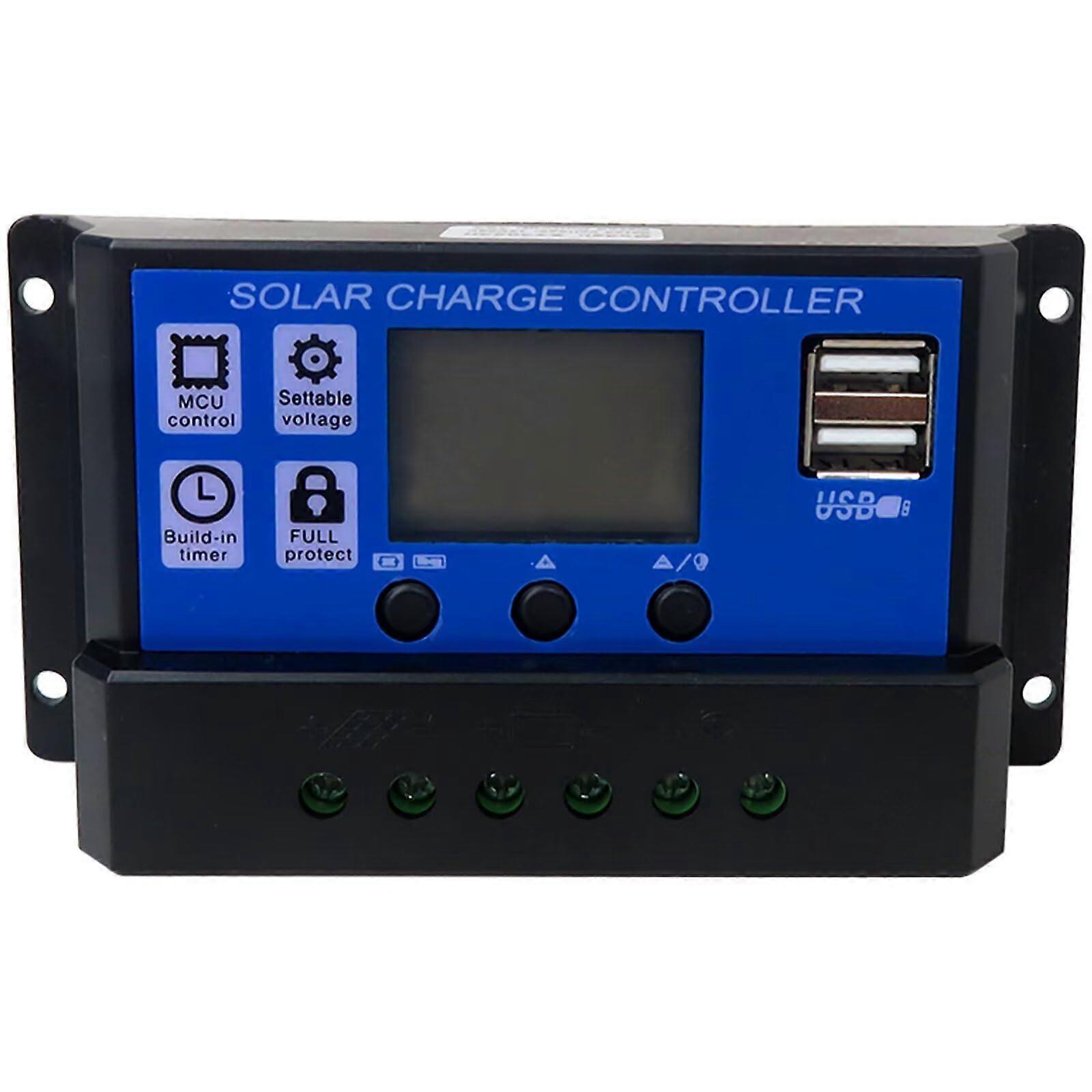 30A Solar Charge Controller 12V 24V with LCD Display Dual USB Smart Regulation and Memory Retention
