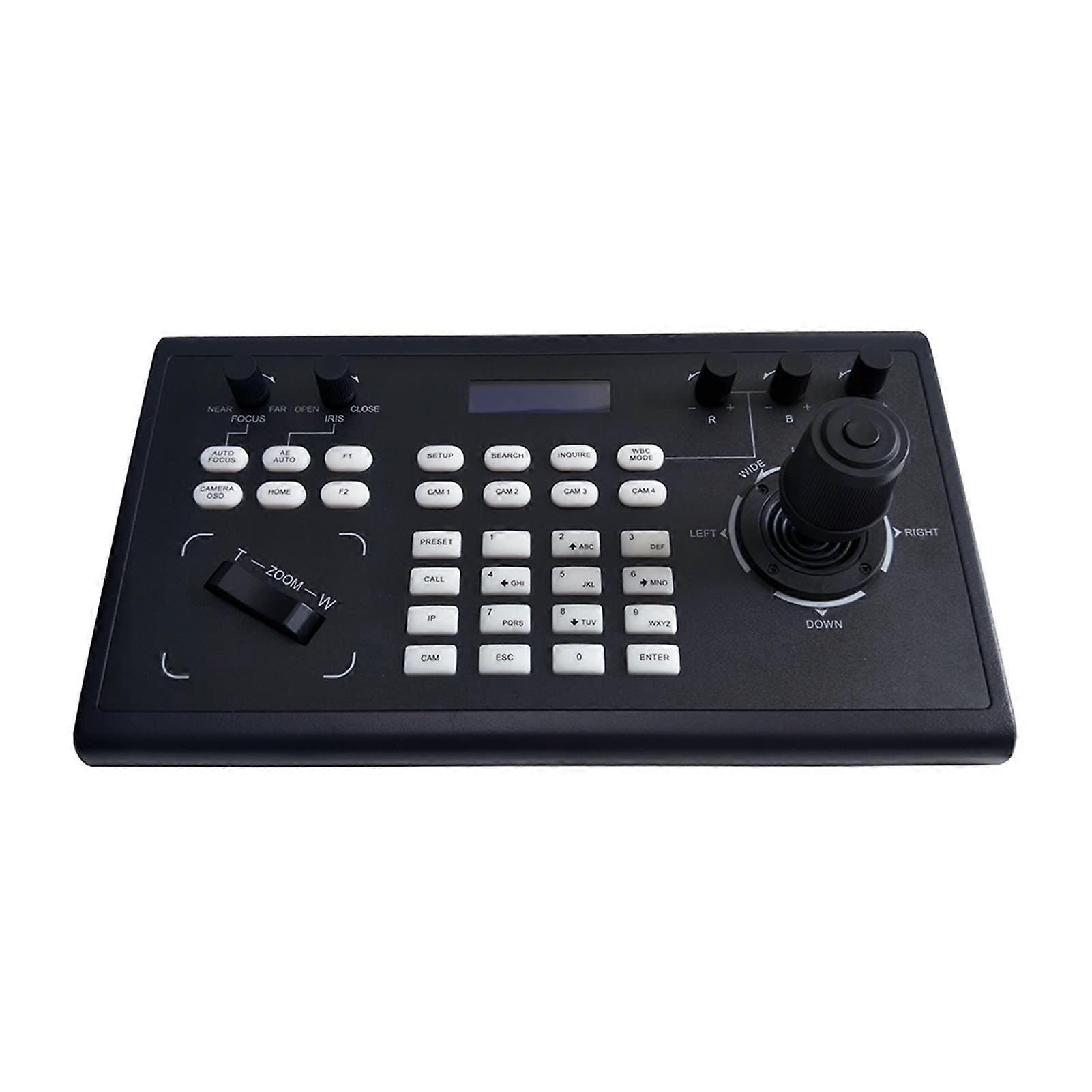PTZ Camera Control Keyboard with 4D Joystick, IP RS485 RS232, Wide Protocol Compatibility for Broadcasting