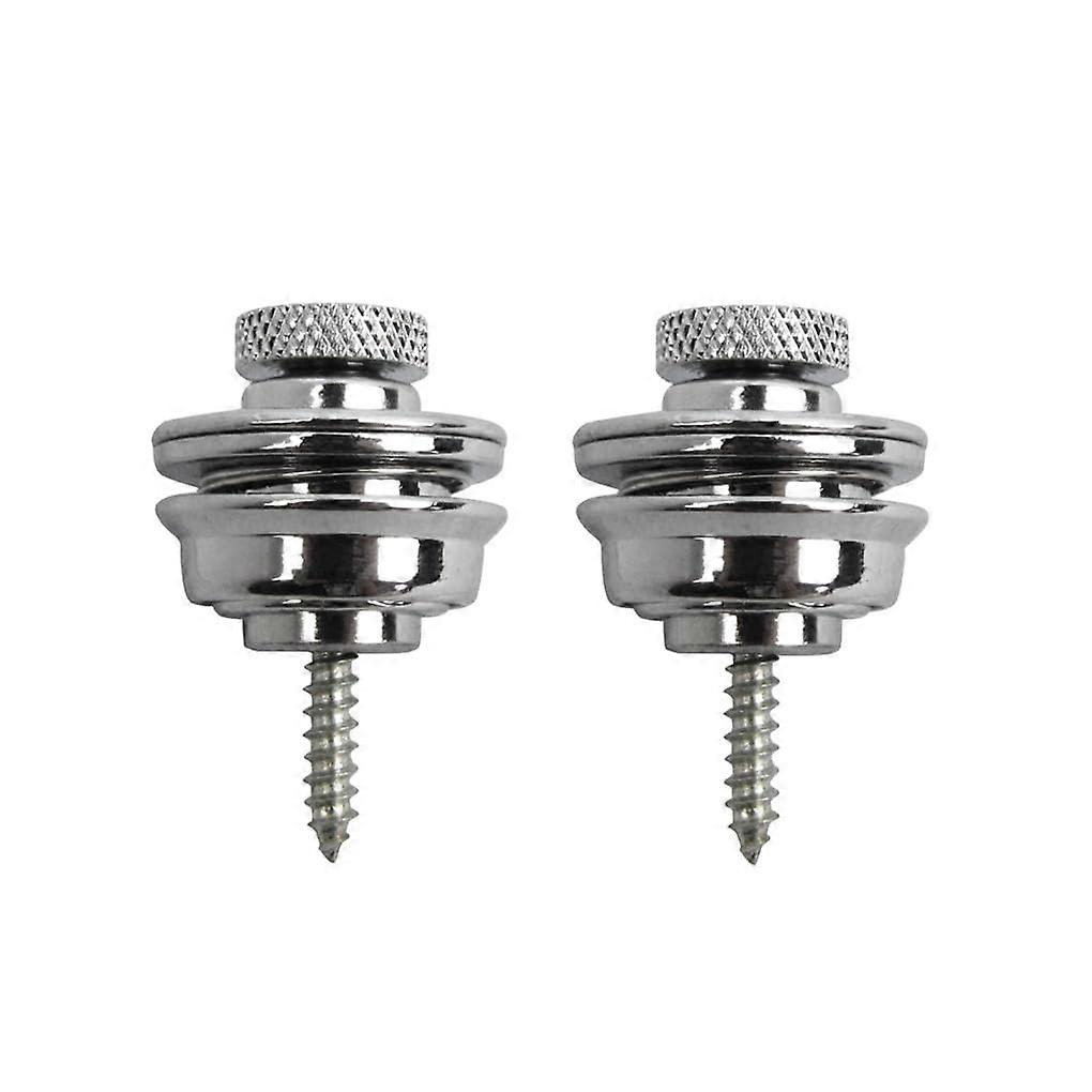 2pcs Chrome Guitar Strap Locks Set Flat Head Heavy Duty Metal Secure Quick Release for Electric Guitar
