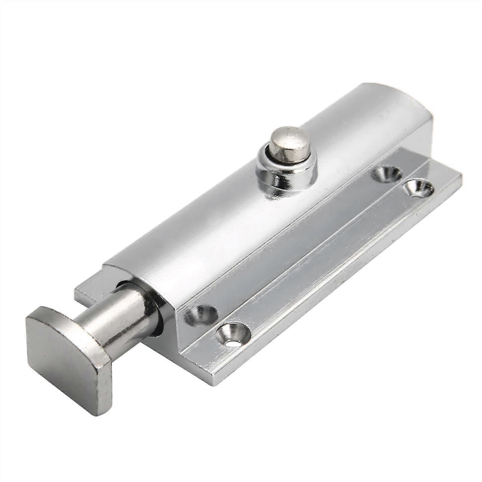 Slide Bolt Door Lock with Spring Button, 4 Inch Metal Surface Mount Latch for Gate and Window Security