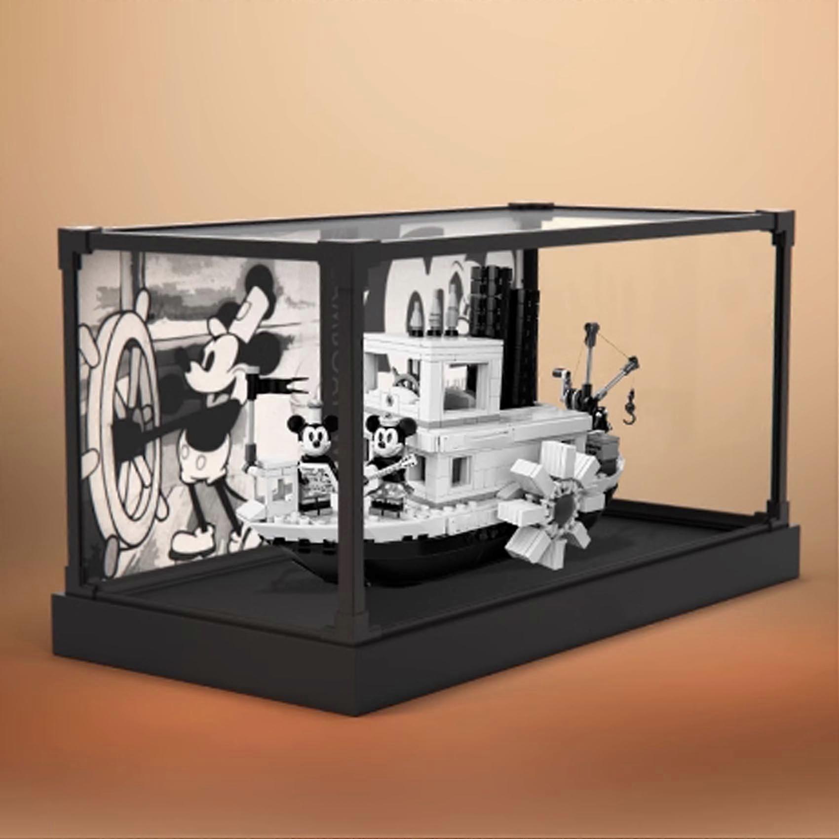 Acrylic Display Case Compatible with  21317 Steamship Model, Clear Dustproof Backspray Style Display Box