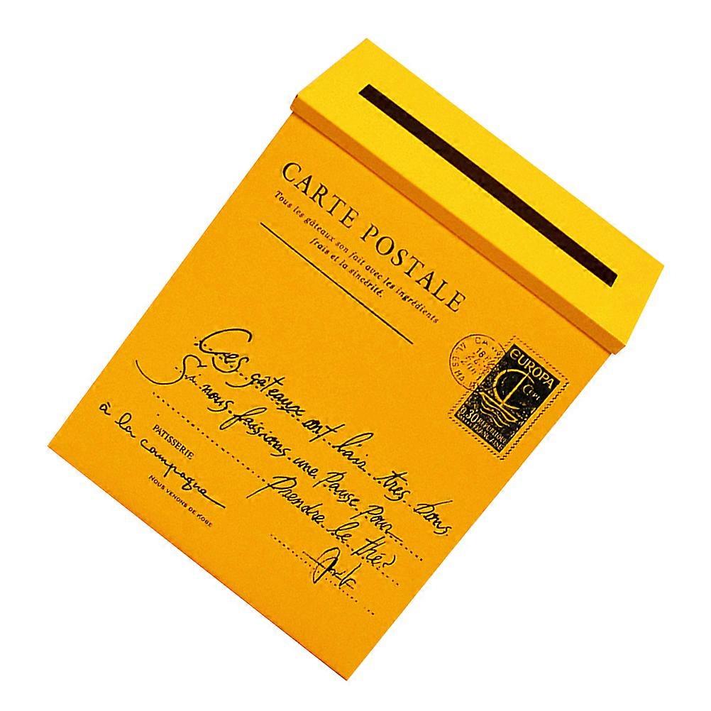 Decorative Post Box Mailbox for Wall Use 1 Piece Yellow Iron Model