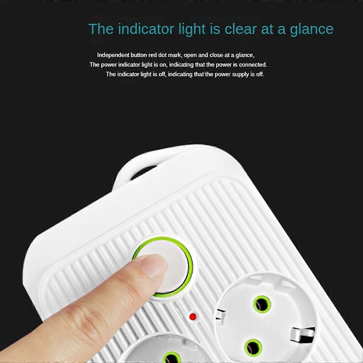 Multi Tap Socket 6AC AC100-250V Extension Cable with EU Plug for Home