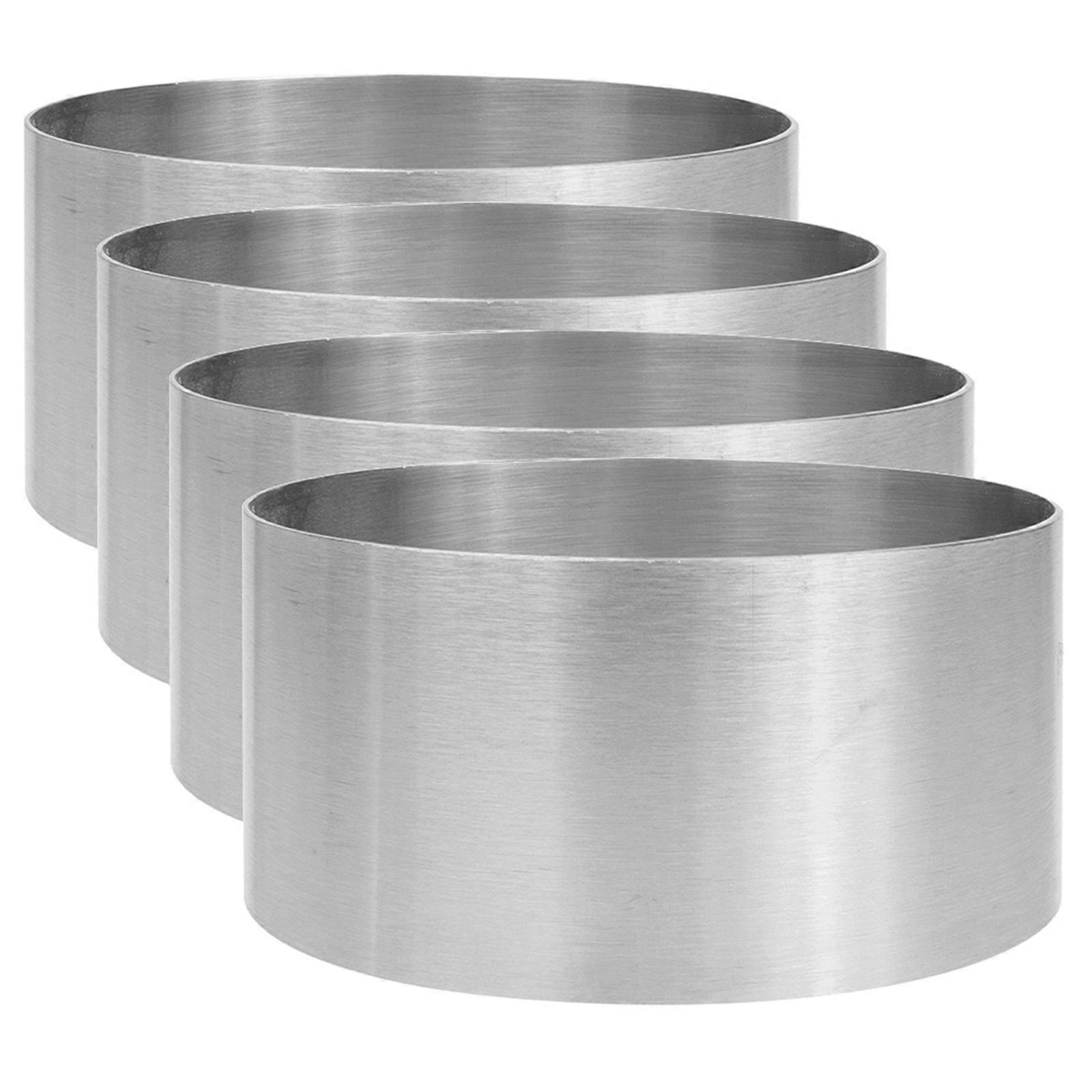 Silver Cake Ring for Baking Use 4Pcs Stainless Steel Mousse Ring Set