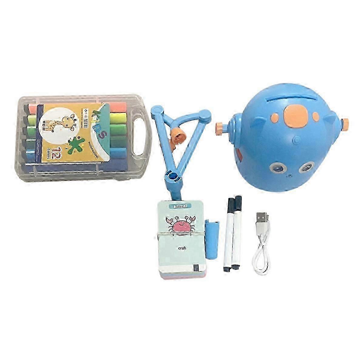 Smart Drawing Robot with 100 Cards for Early Learning Blue