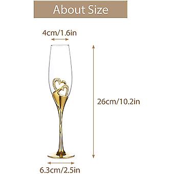 NUPTIO Champagne Glazen Bruiloft Cadeau: Set van 2 Meneer Mevrouw Gegraveerd Flutes Prosecco Goud Zijn Haar Gepersonaliseerd Duidelijk Echtpaar Bruidegom Bruid Verloving Verjaardag Valentijnsdag