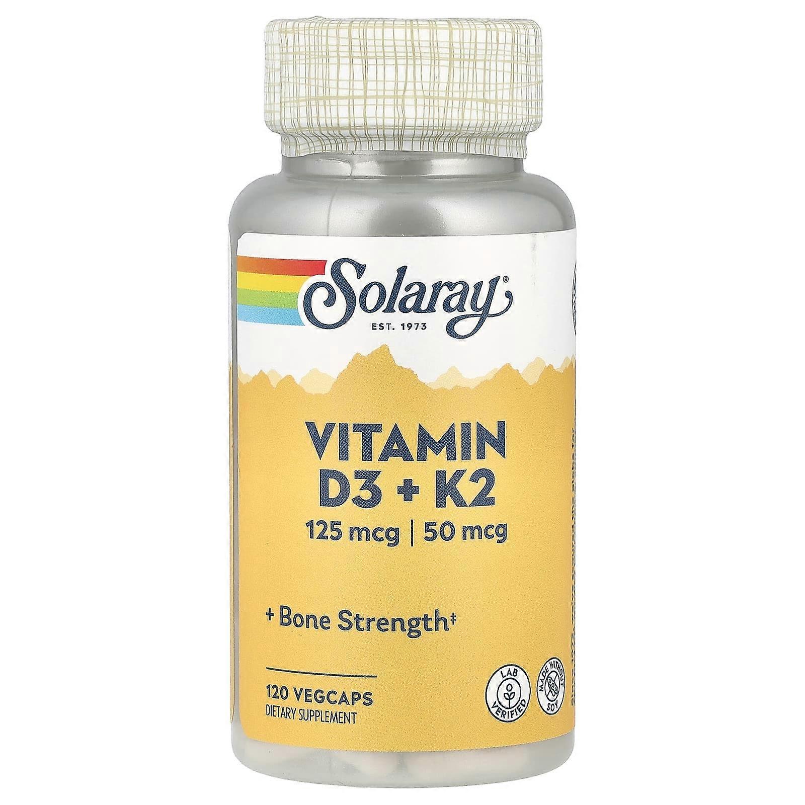 Solaray, Vitamin D3 + K2, 120 VegCaps