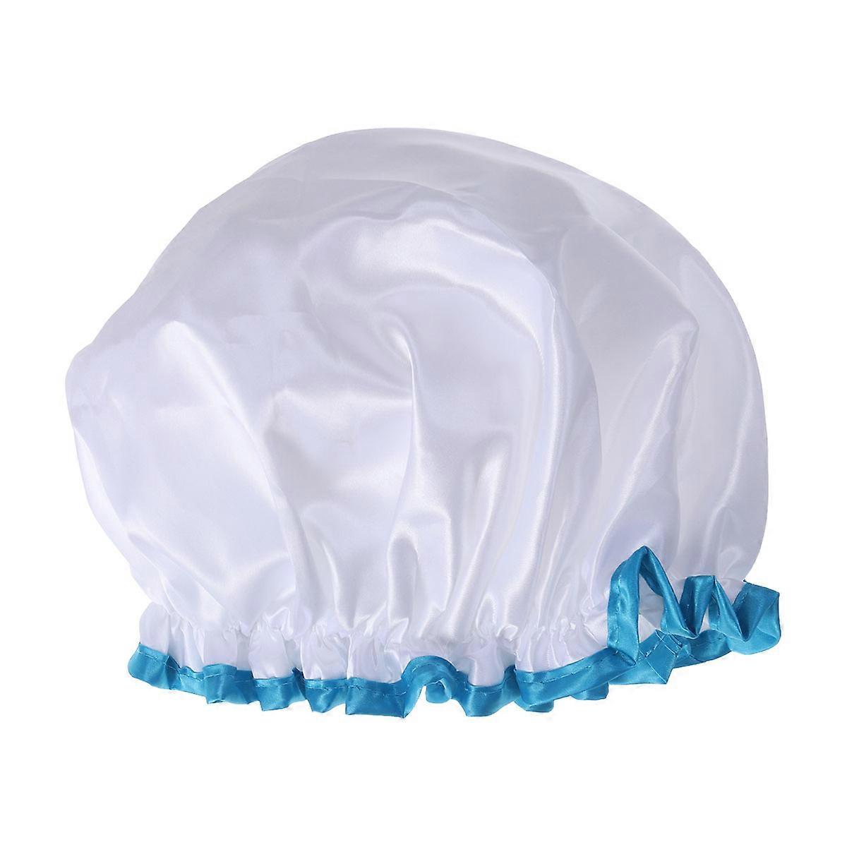 Bathing Hat Double Layer Shower Caps for Shower 2Pcs White Material