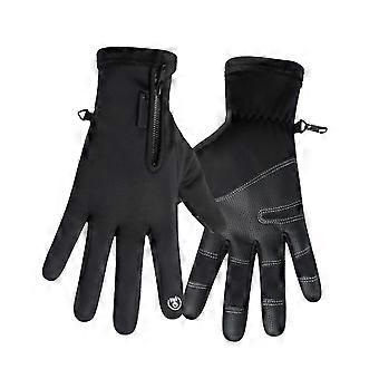 Windproof Warm Riding Gloves for Winter Use 1Pair Black Touchscreen Cycling