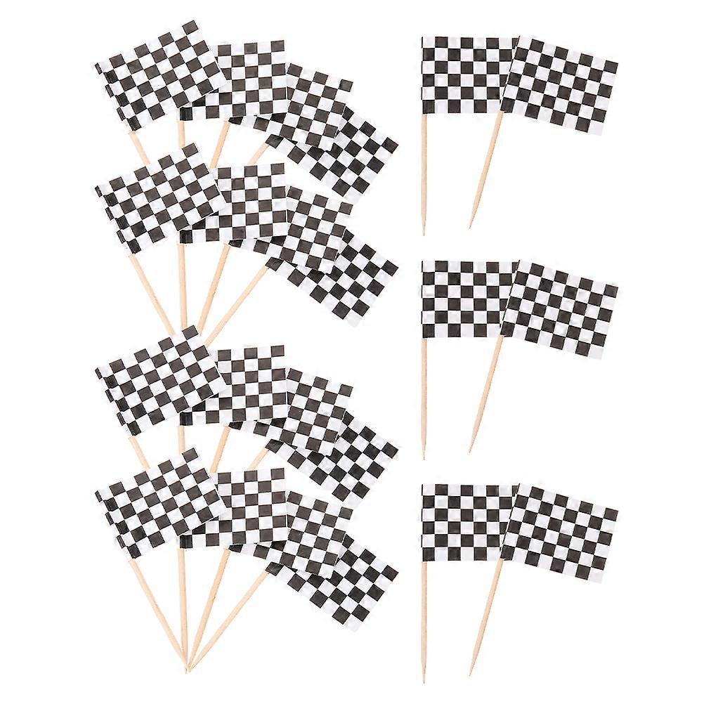 120Pcs Mini Checkered Racing Flag Cake Picks for Decor