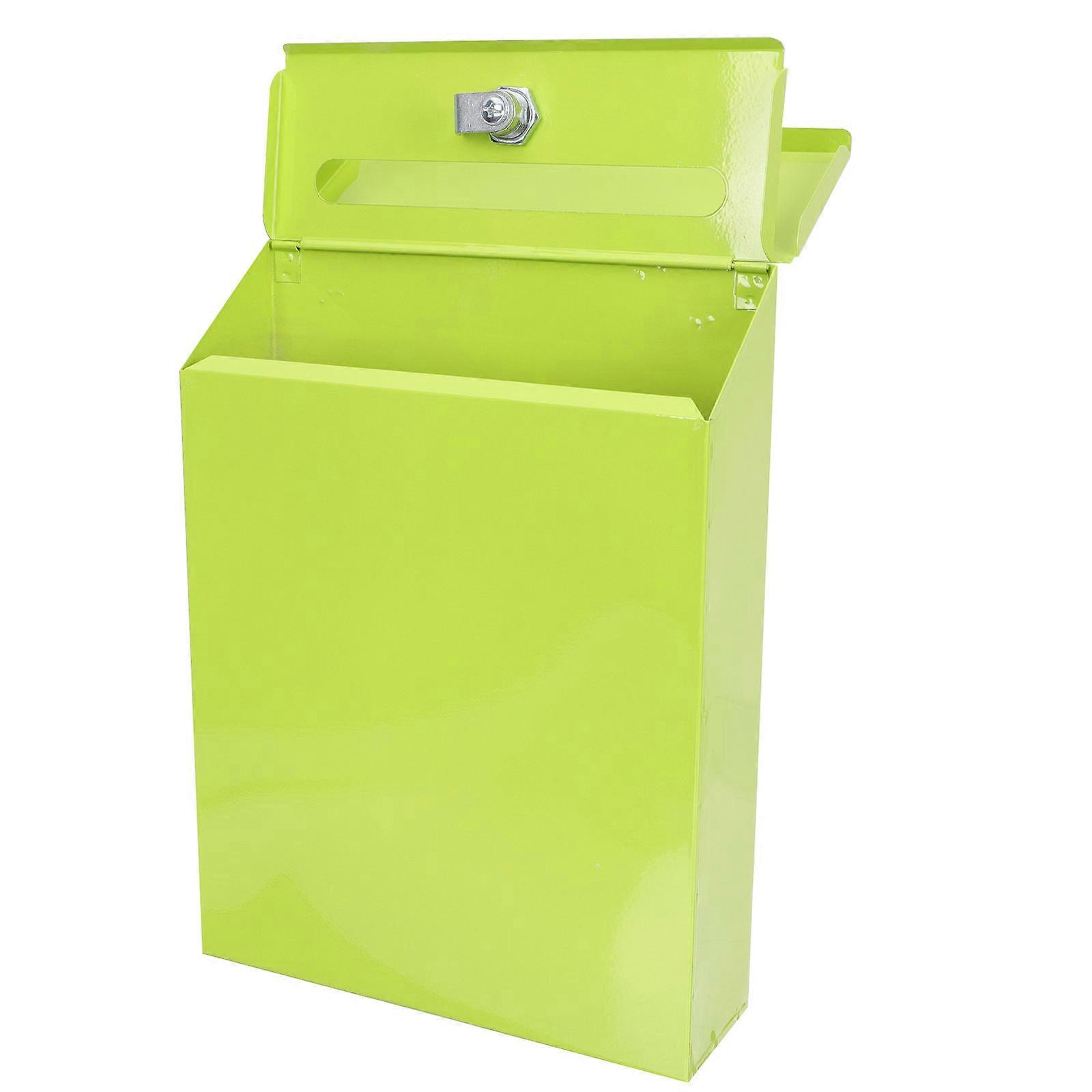 Multi-Function Drop Box Wall-Mounted Mail Box for Storage Iron Green