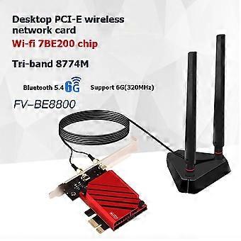 Adaptador WiFi PCIe WI?FI 7 BE200 de 8800 Mbps, tarjeta inalámbrica tribanda AX/BE, adaptador de red BT5.4 802.11be para Windows 10/11