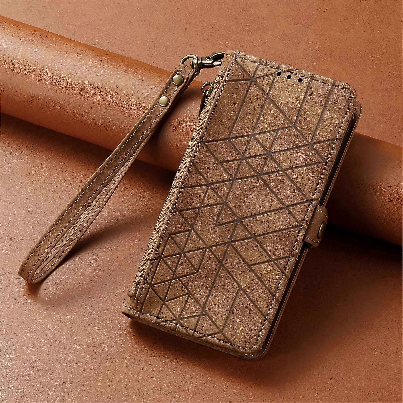 Case for iPhone 15 Plus/14 Plus Lanyard Leather Texture Brown