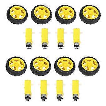 8 Pcs compatible with Arduino Smart Car Robot Plastic Tire Wheel with DC 3-6V Gear Motor