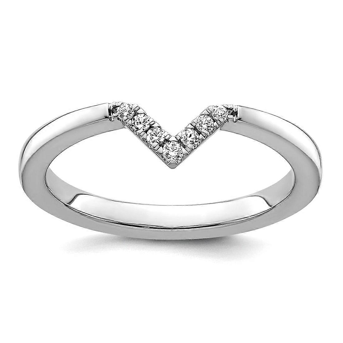 2.25mm 14k White Gold Stackable Diamond V-shape Ring Stackable Ring for Women - Ring Size: 5 to 8