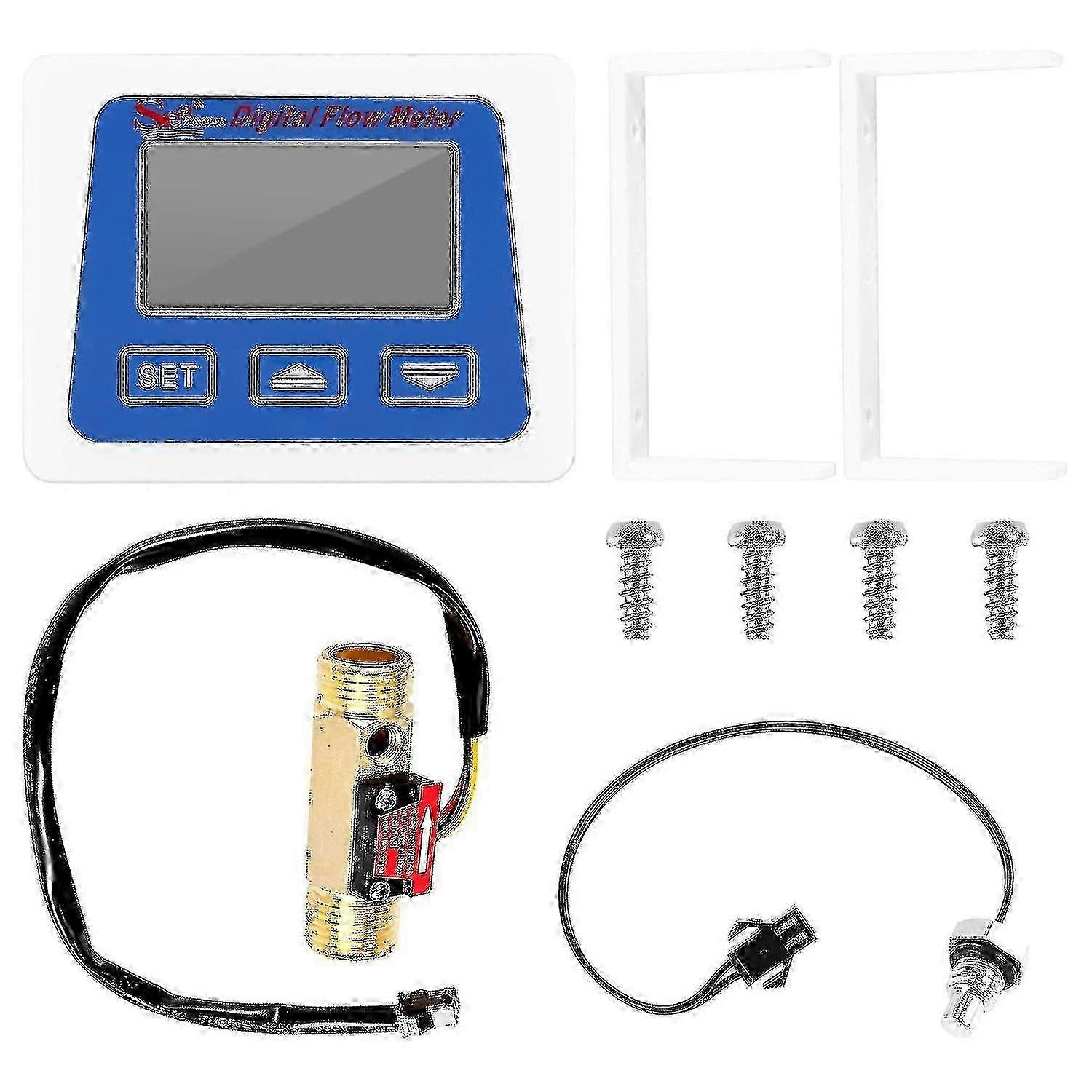 Digital LCD Water Flow Sensor Meter with Temperature and Time Record