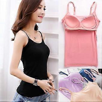 Women S Camisole Tops With Built In Bra U Neck Vest Ladies Padded Slim Tank Tops