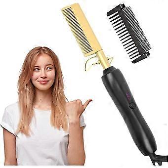 pcs Ceramic Heating Comb for Hair - Portable Travel Hair Straightener with 3 Temperature Settings - Multifunction Afro Comb for All Hair Types