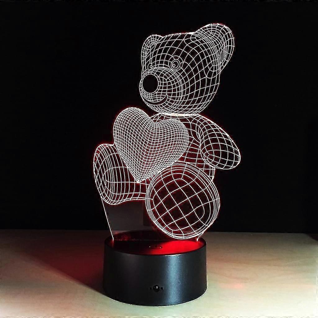 3d Lamp Optical Illusion, Teddy Bear Changes Color 7 Different Colors