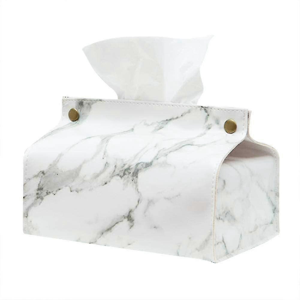 Rectangular Leather Tissue Box compatible with Bathroom, Bedroom, Office And Car (white)