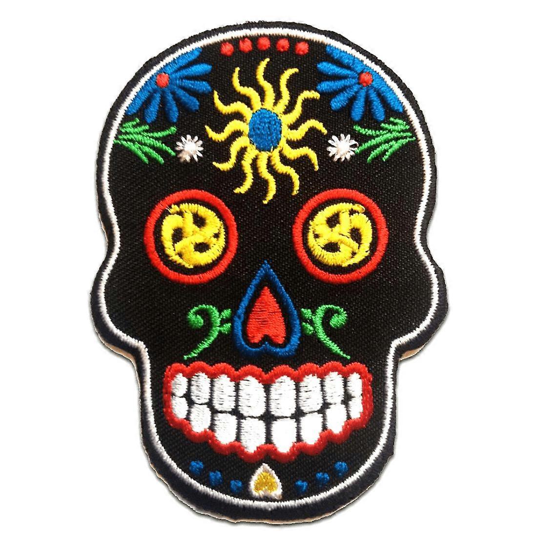 Patch / iron-on patch - skull skeleton - black - 6.4 x 9 cm - patch patch