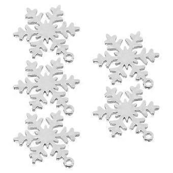 Christmas Stainless Steel Snowflake Pendants for Dog Collars 10Pcs Silver