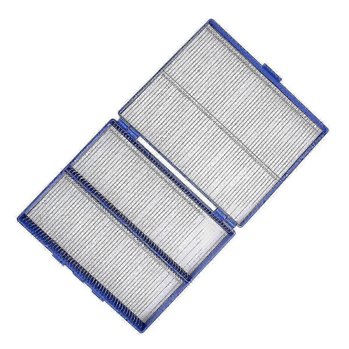 Royal Blue Plastic Microscope Slide Storage Box Holds 100 Microslides Securely