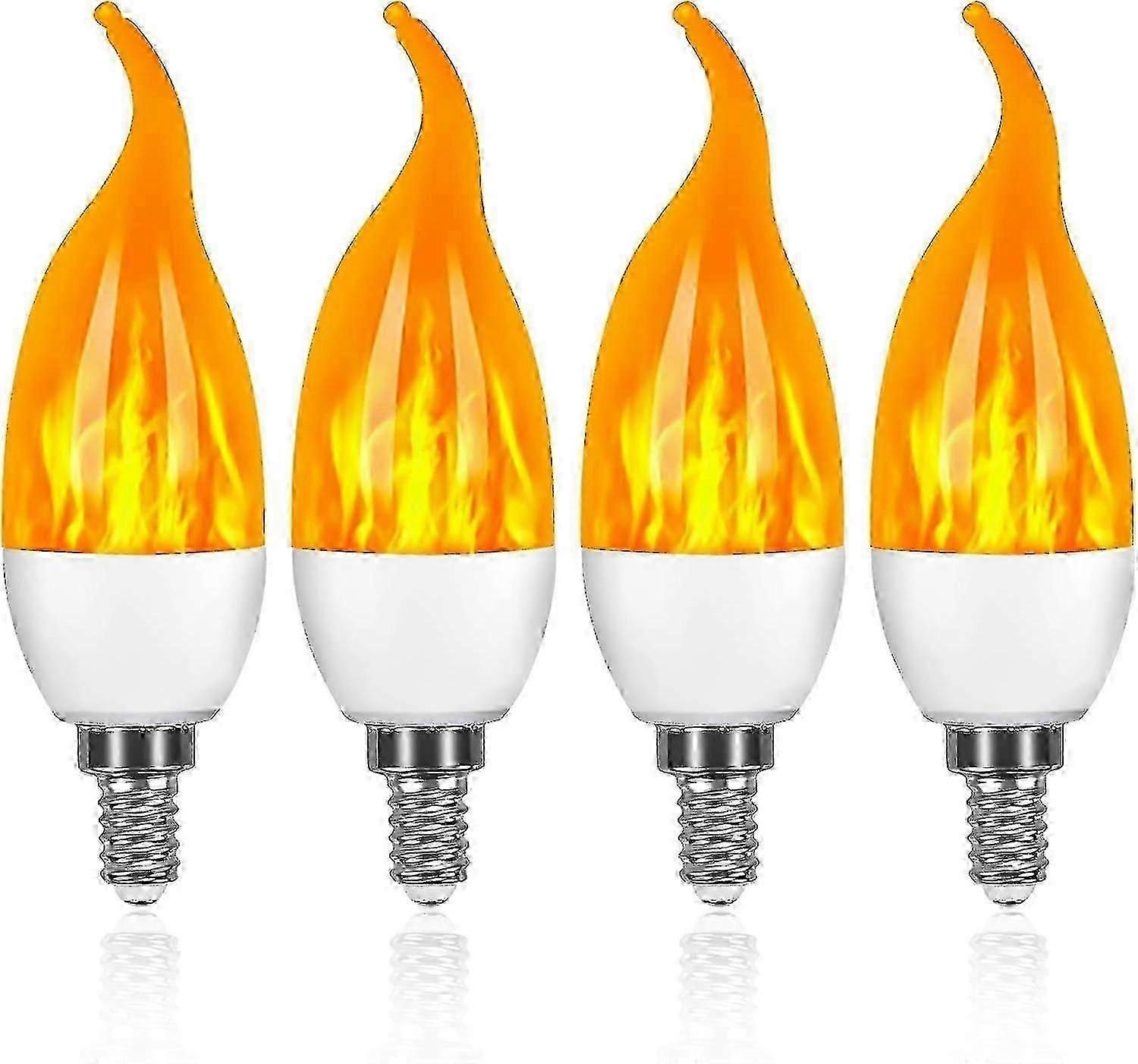 3W E14 LED Bulbs with Flame Effects 4 Pack 3 Lighting Modes Decorative Lighting