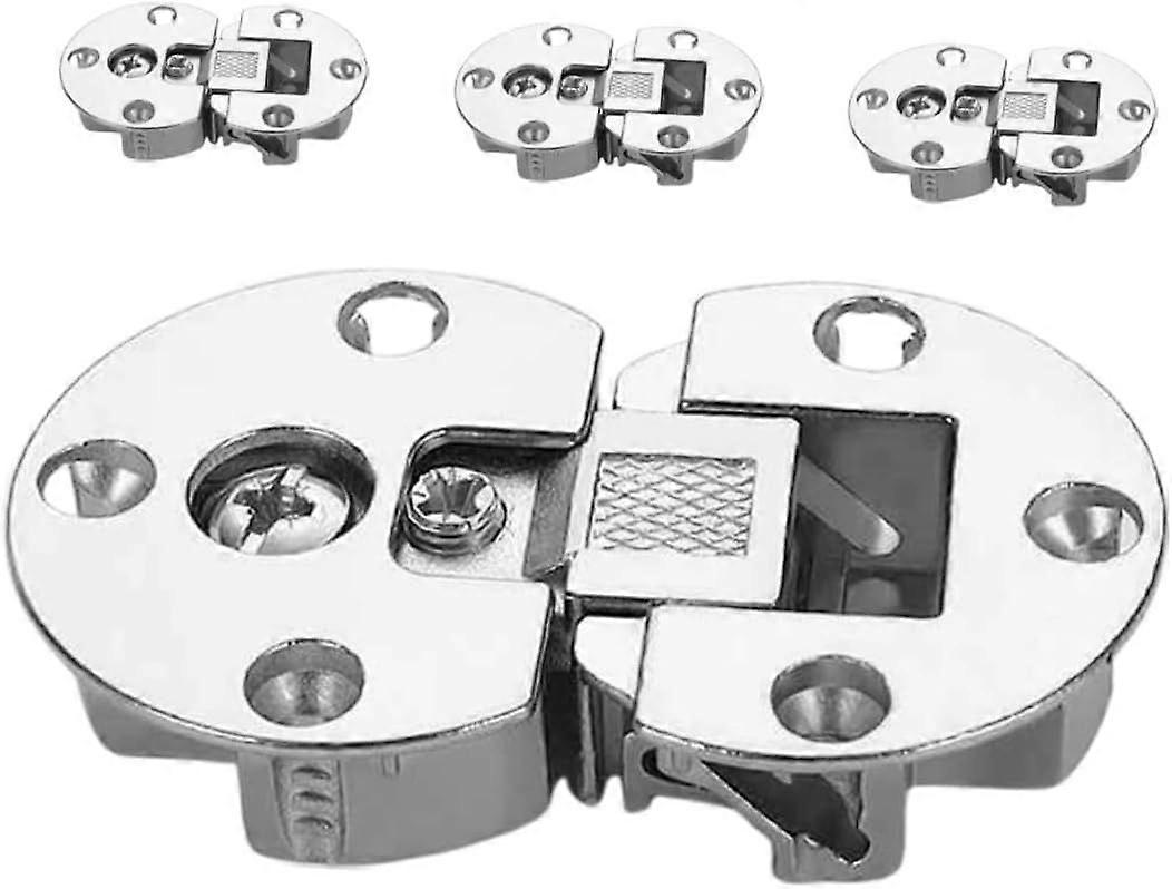 4pcs Adjustable Concealed Cabinet Hinges Flush Mount Silver Finish