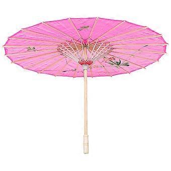 Elegant Pink Hand Umbrella for Decoration Vintage Silk Parasol Antique