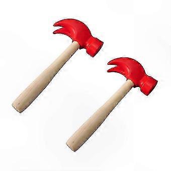 Wooden Toy Hammer Set for Kids 16.5 cm Red Pretend Play Building Tool Natural Wood Lightweight Fine Motor Skill Development