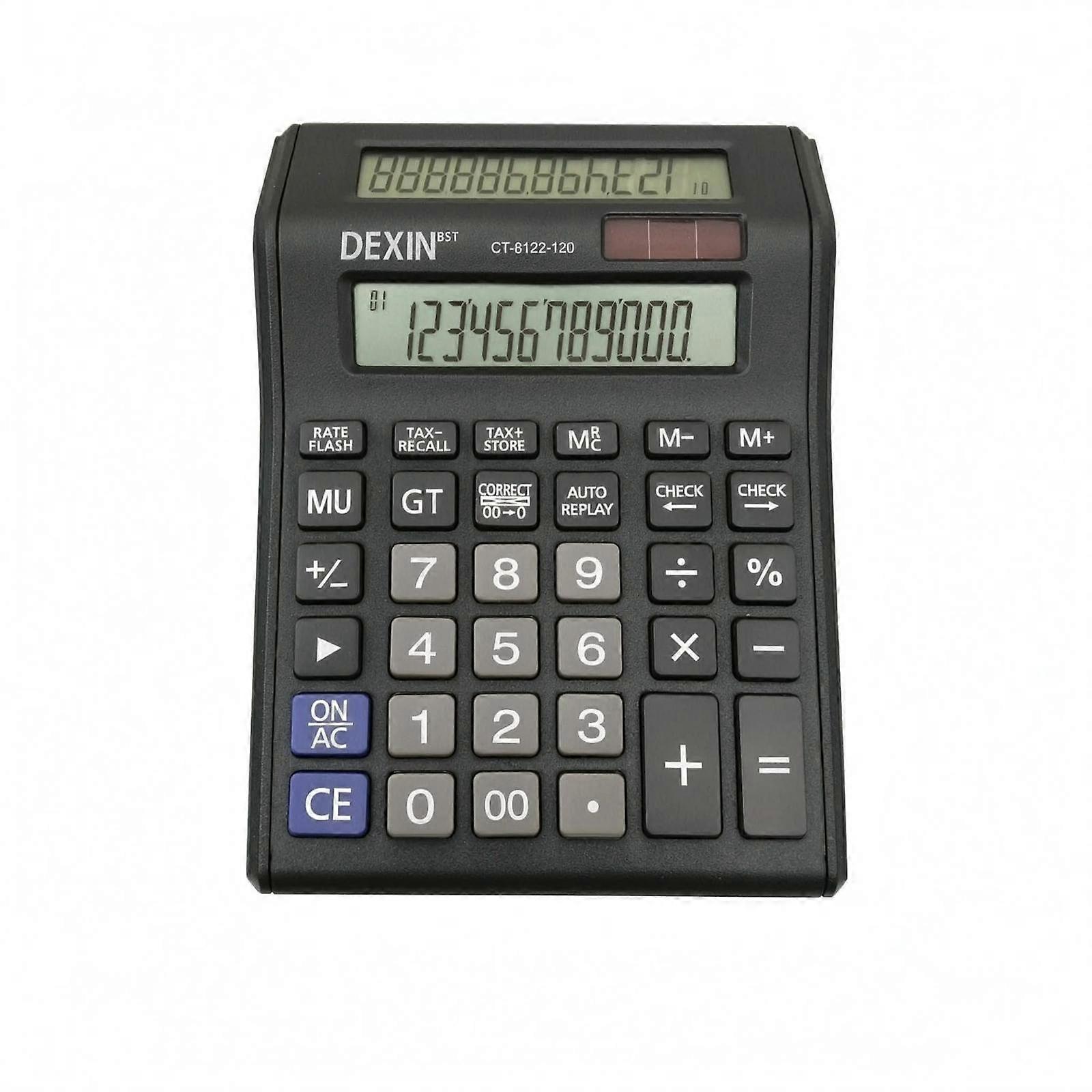 Twin-Display-Screen Calculator Black Slanted Calculator Numeric Memory Buttons