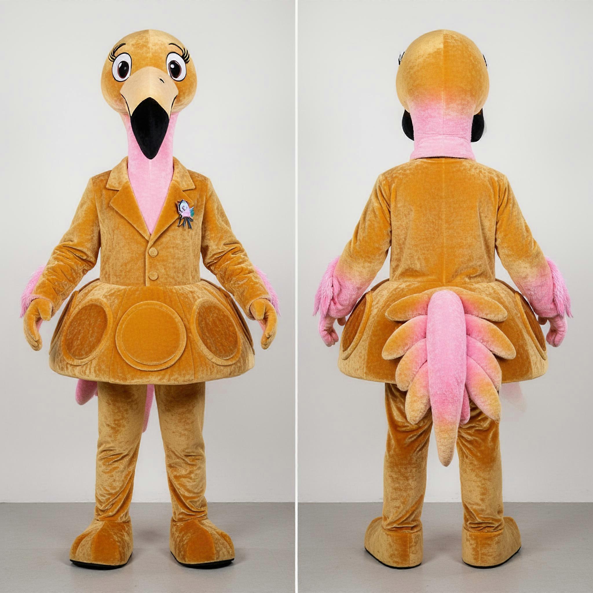 MASTICOT Golden Plush Flamingo Mascot