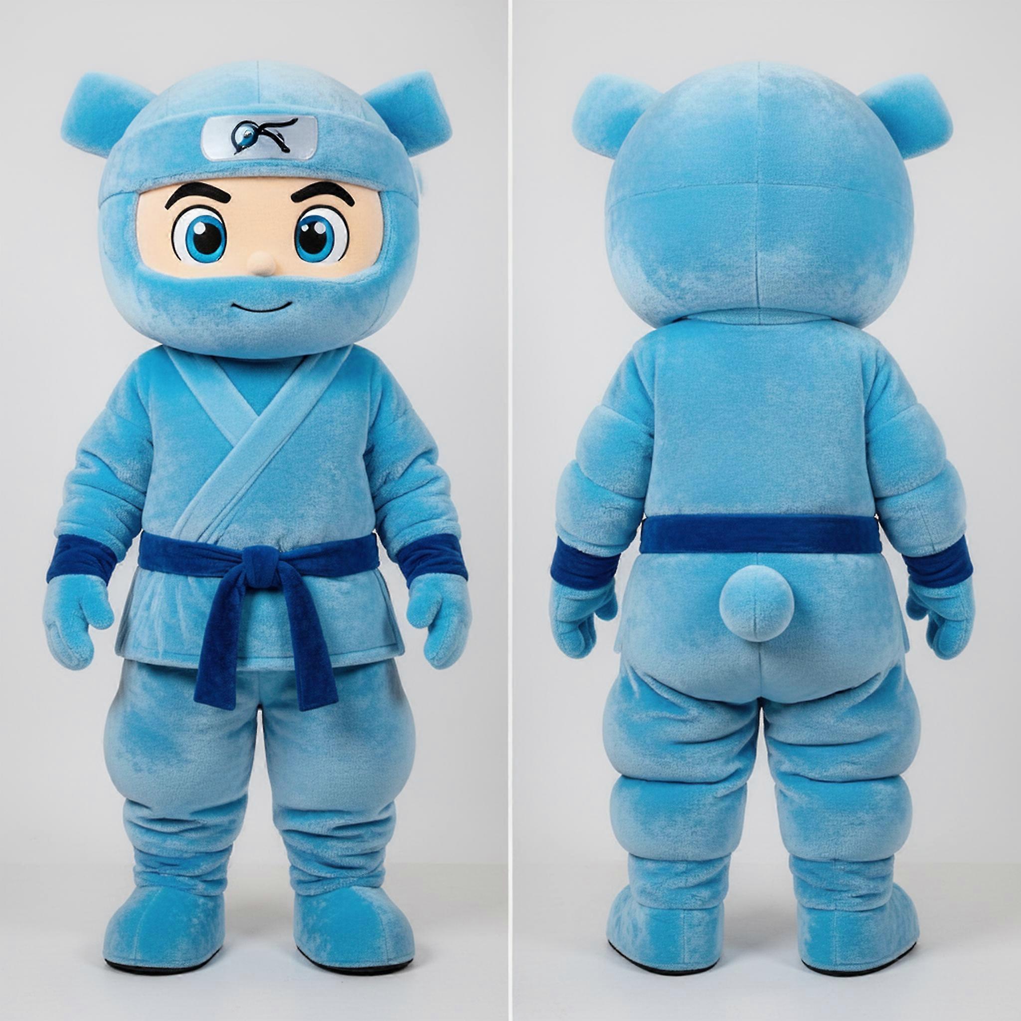 MASTICOT Sky Blue Cartoon Ninja Mascot