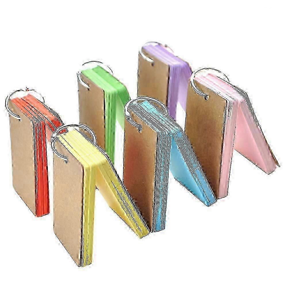 6Pcs Kraft Paper Binder Ring Easy Flash Cards Memo Scratch Notes Pads (Assorted Colors),l