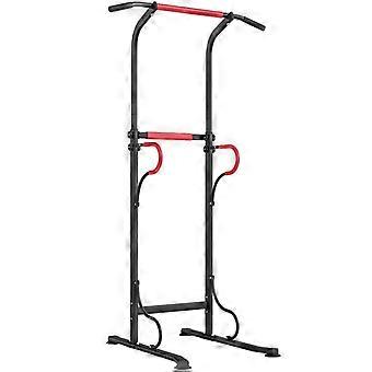 Height-adjustable power tower dip station with pull-up bar and suction cups - home gym
