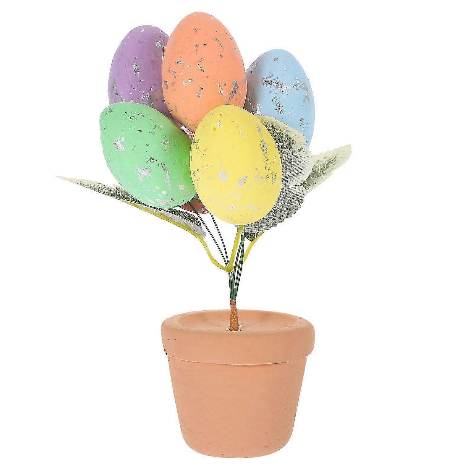 Easter Egg Bonsai Decoration for Desktop 3Pcs Foams Easter Ornament Set