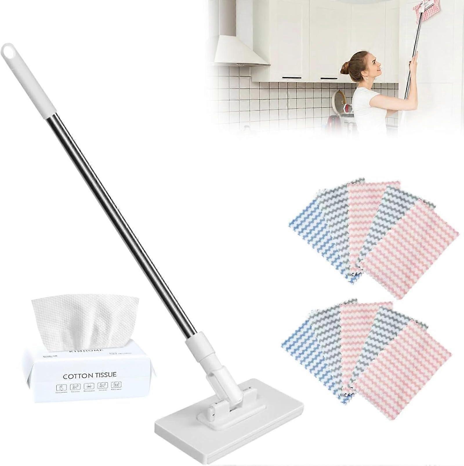 Mini Flat Mop with Zero Touch Cloth Change, Push Pull Snap Grip, Slim Head for Kitchen Cleaning (1 Mop + 10 Cloths)