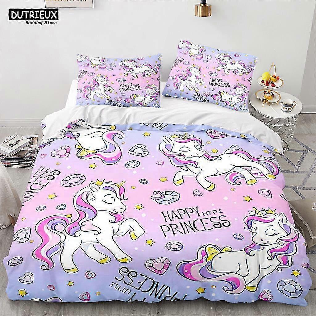 Polyester Rainbow Unicorn Bed Set