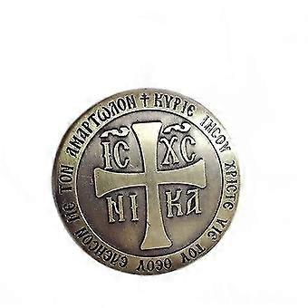 1PC Bronze Cross Laser Engraved Pocket Watch with Chain, A-Class Quartz Movement, Classic Vintage, 80cm Chain, 4.7cm Case, Arabic Numerals Dial